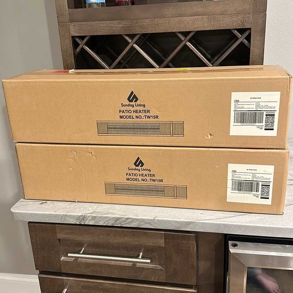 Qty 2 Net Sunday living patio mounted heater